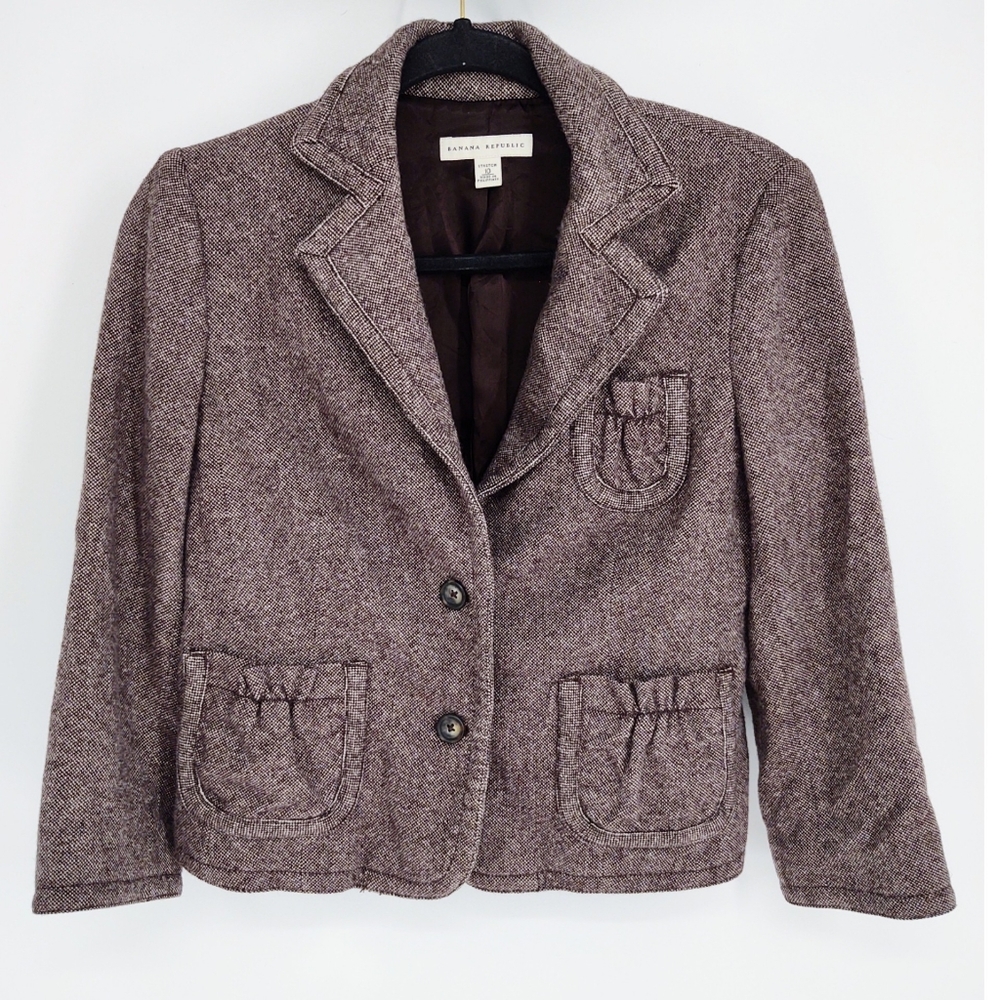 Banana Republic Tweed Blazer Wool Rayon Size 10